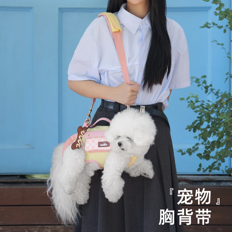 宠物外出单肩背包猫咪狗狗牵引绳高级透气便携狗宠物狗狗外出背包