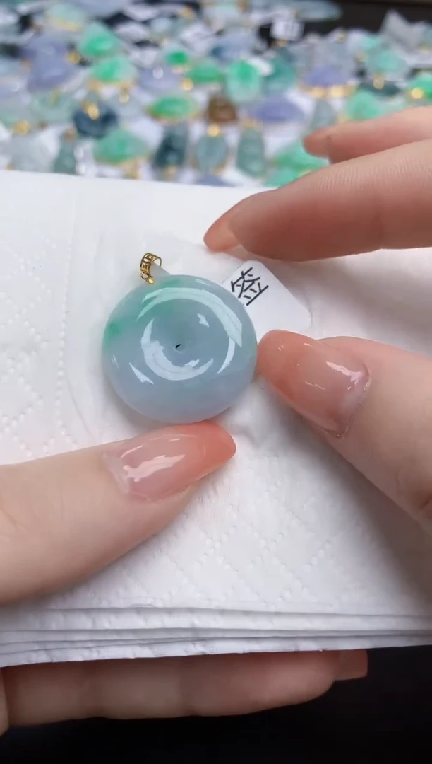 【闪购商品】翡翠颈饰18K金镶嵌天然缅甸翡翠A货