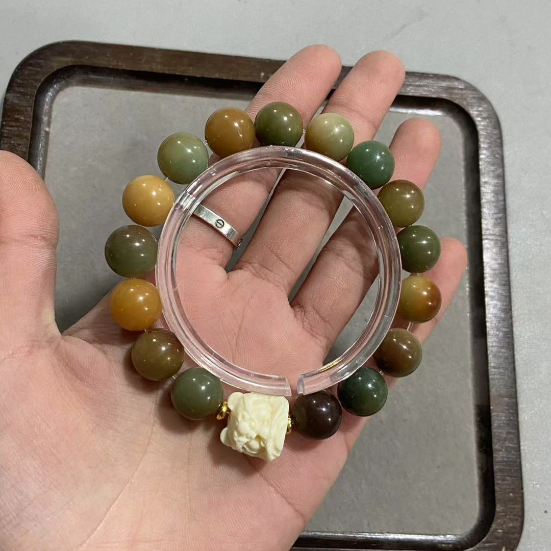 P768敦煌菩提珠卡1.2圆珠醒狮款单圈手串