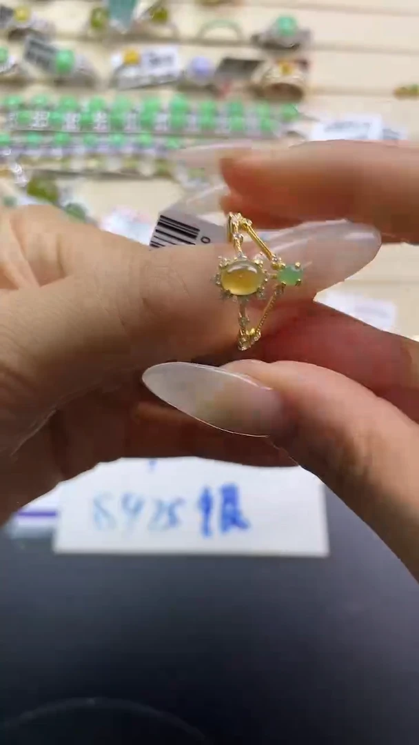 银S925镶嵌戒指翡翠翡翠 蛋面 银S925镶嵌