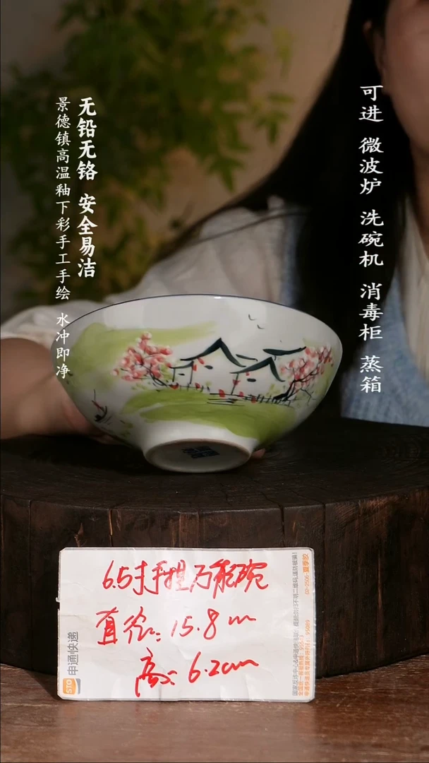 碗陶瓷景德镇高温瓷釉下彩手绘陶瓷