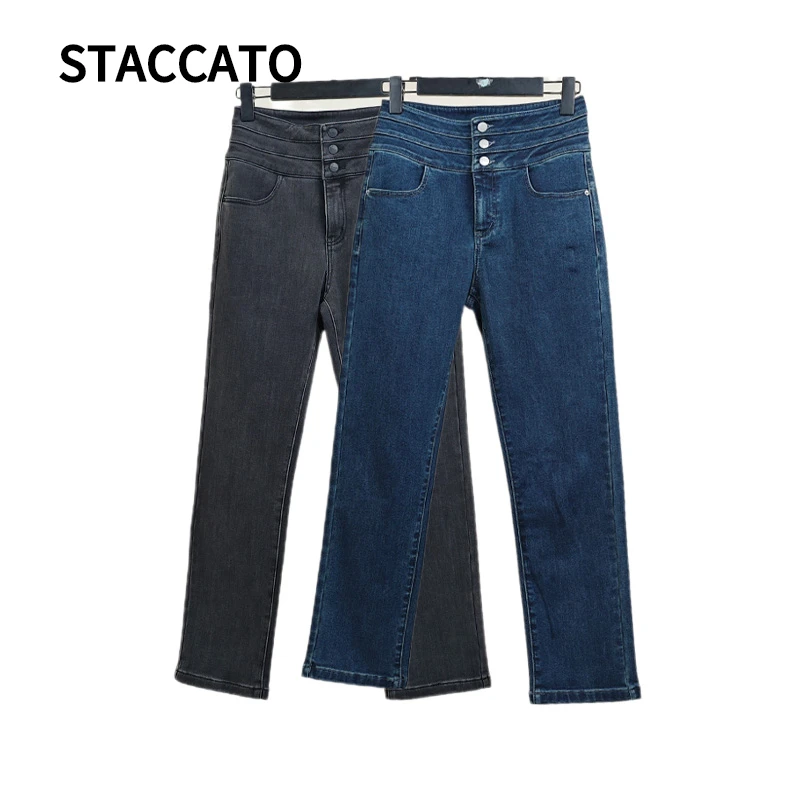 STACCATO复古三粒扣2024新款牛仔裤S8869