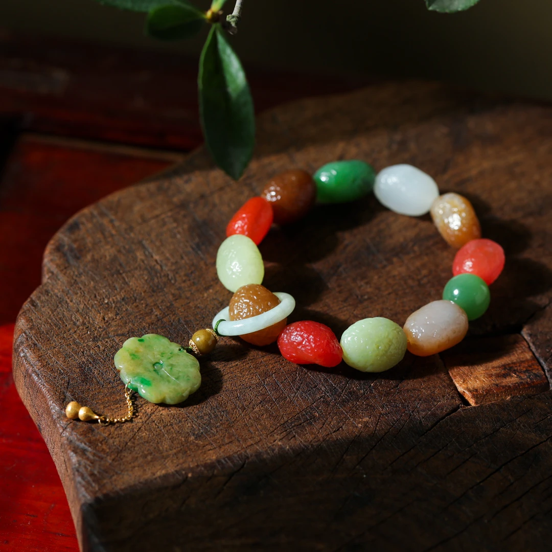 【意婵】《自在》天然典藏级和田玉随形单圈18K金翡翠-909244