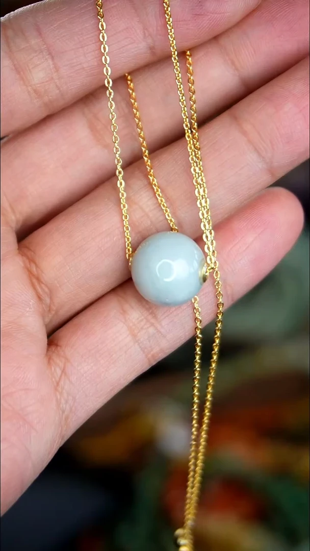 颈饰银S925镀金镶嵌翡翠001