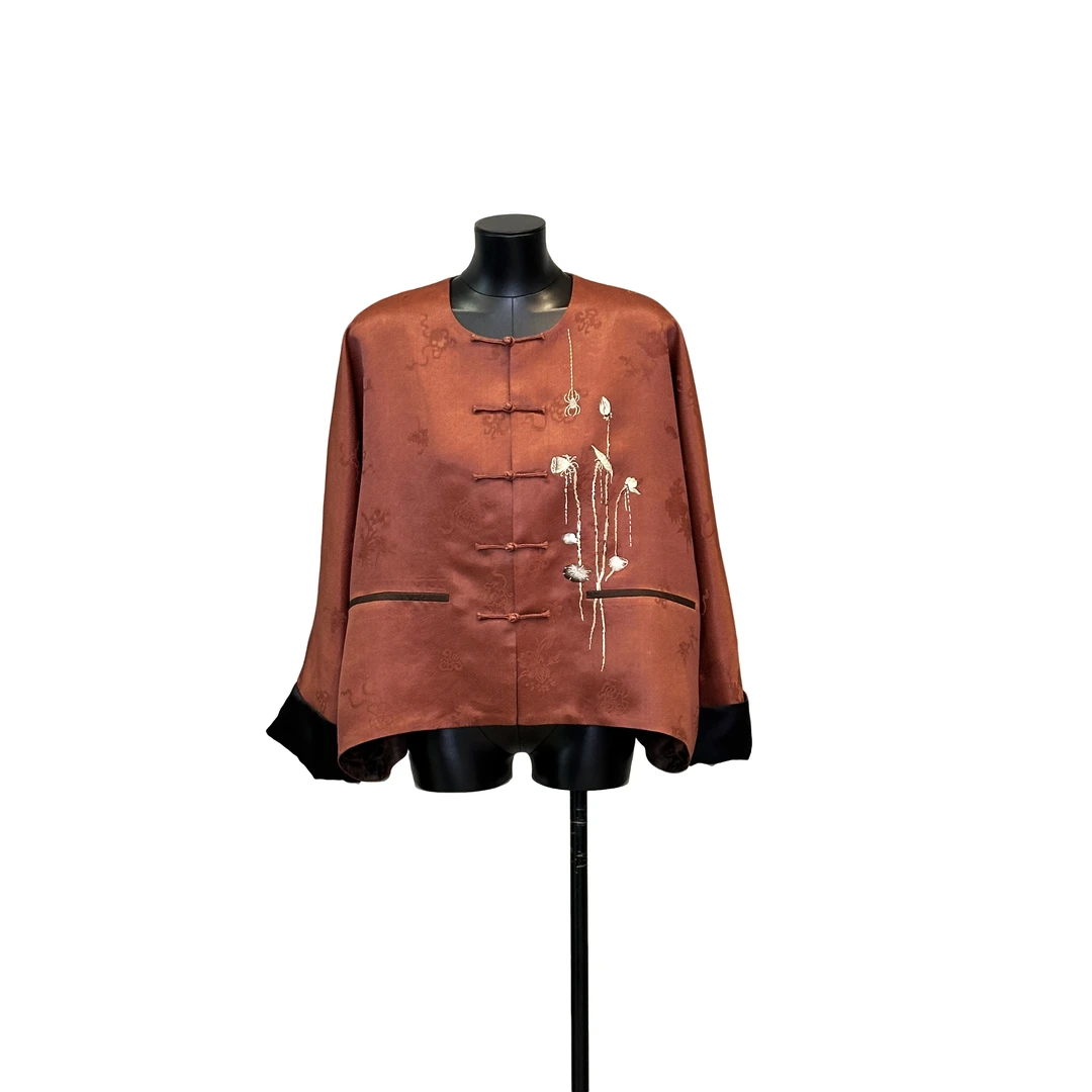 「利琪高订」国风昭愿气质轻奢休闲莲藕刺绣百搭春季外套A5927