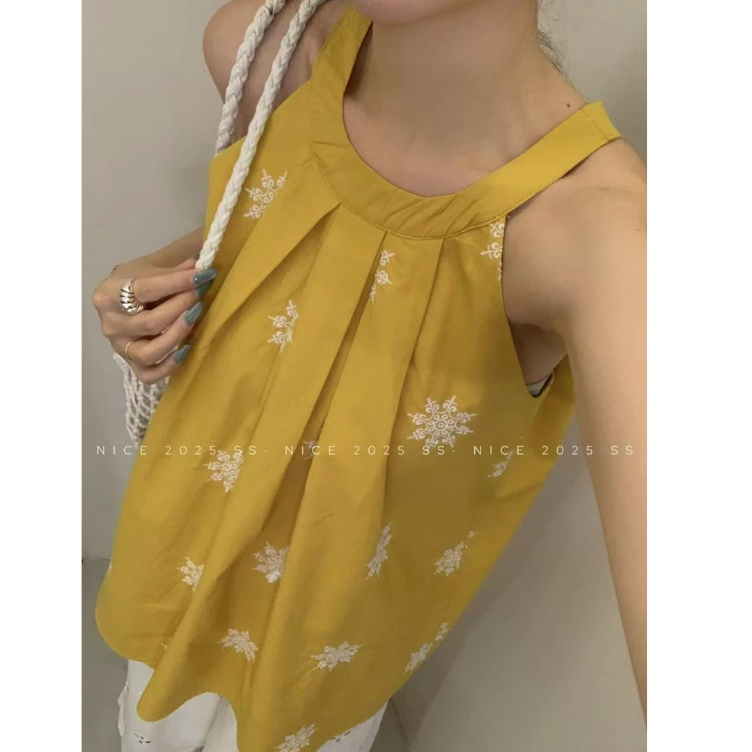 5128•CS# 【尼斯周末】夏季慵懒感重工挂脖衬衫·