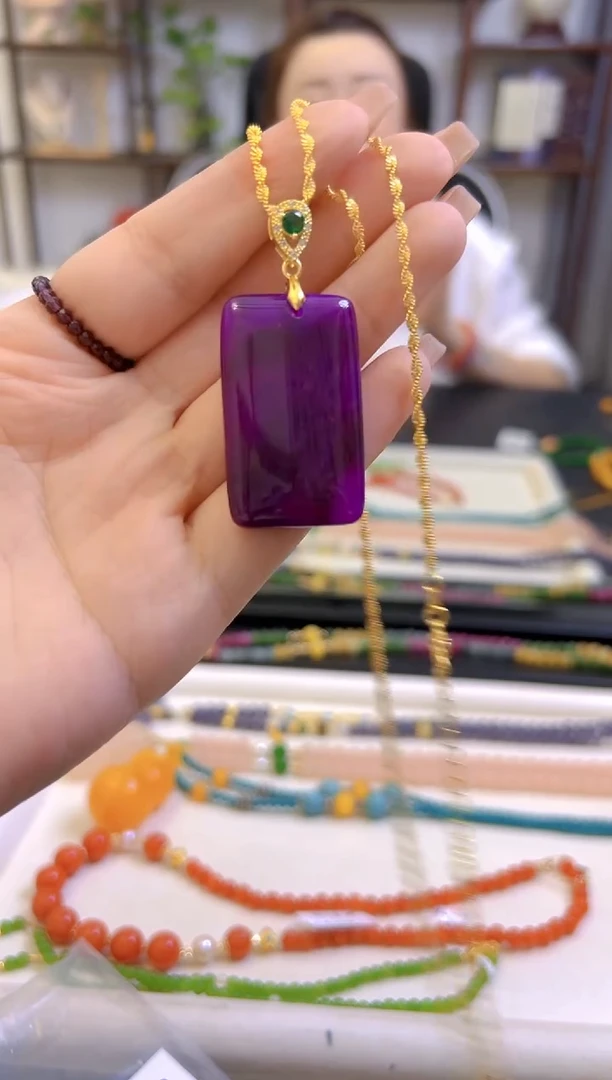 银S925镀金镶嵌苏纪石（舒俱来）吊坠(赠链)DIY款D252