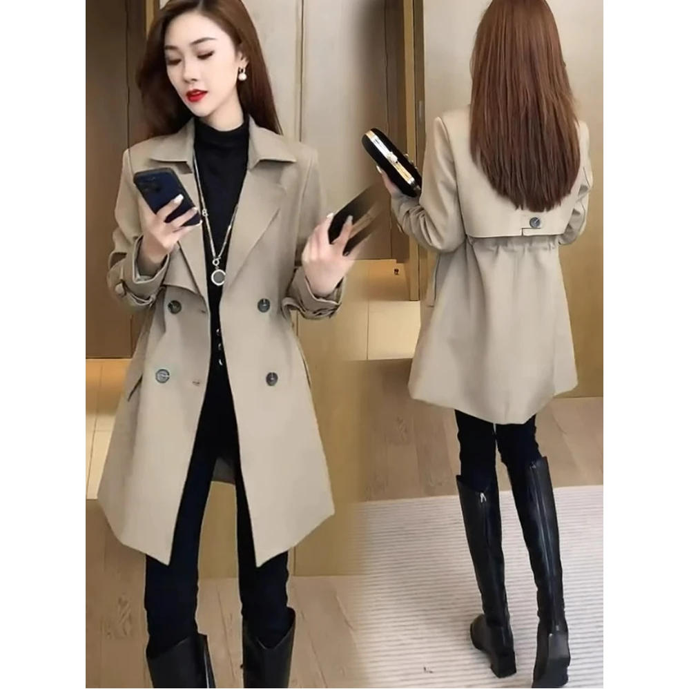 风衣外套女中长款2024春季新款时尚收腰英伦风显瘦气质休闲大衣潮