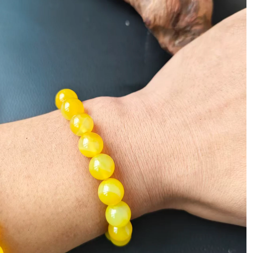 明黄玉髓（好玉精选）手串10mm玛瑙玉髓圆珠多样性发其一