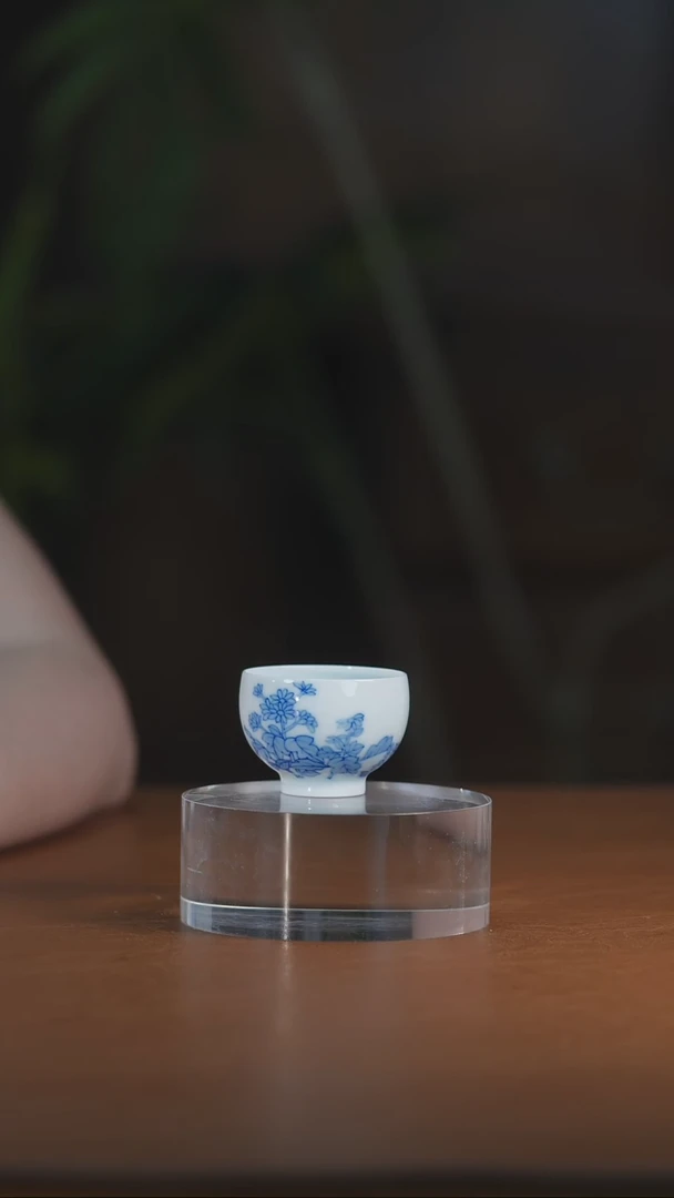 青花菊花单杯