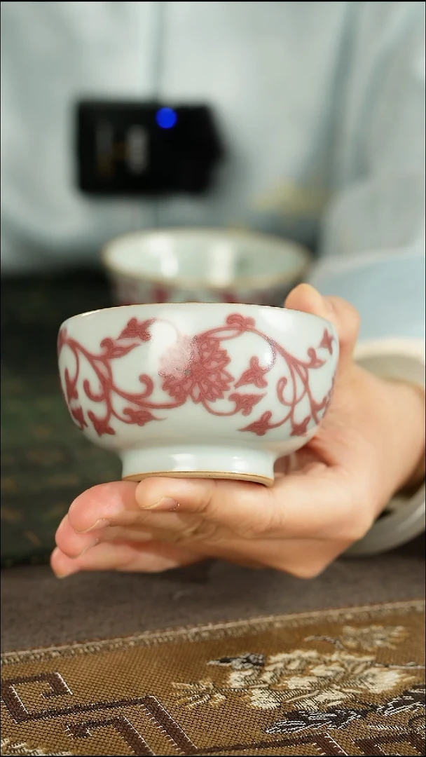 善窑厂汝窑全釉里红罗汉杯