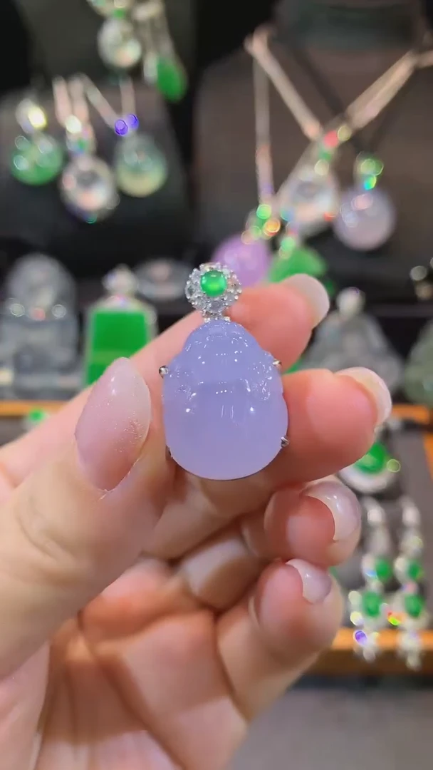 翡翠18K金镶嵌吊坠(不含链)吊坠