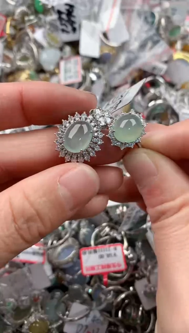 银S925镶嵌戒指翡翠666   6