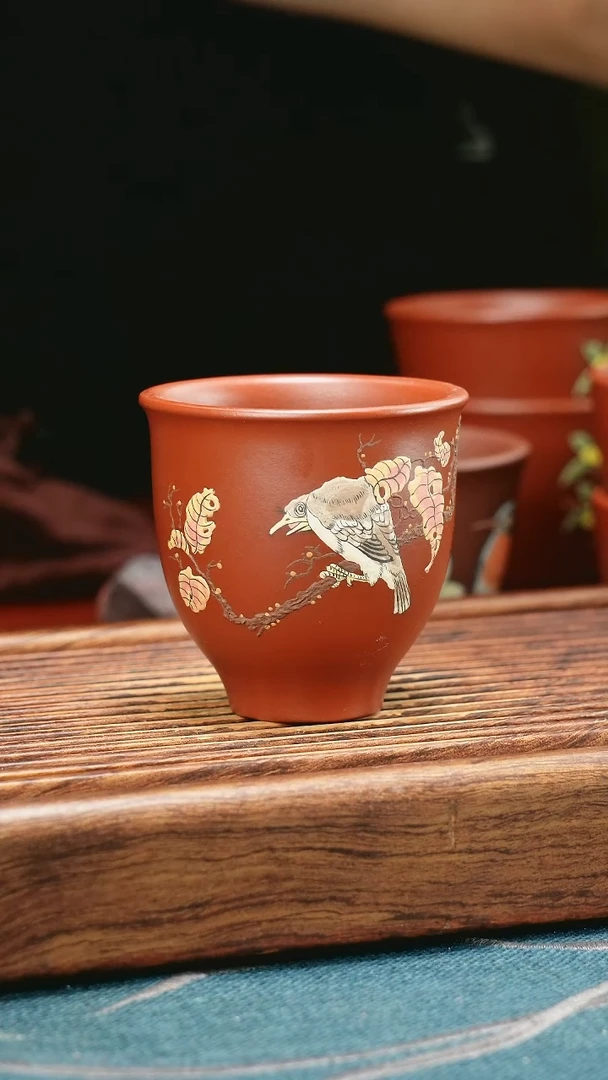 茶杯紫砂泥绘鹰杯