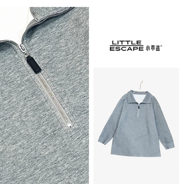 小乖逃休闲时尚灰色卫衣高领大灰色外套保暖舒适百搭款N95088