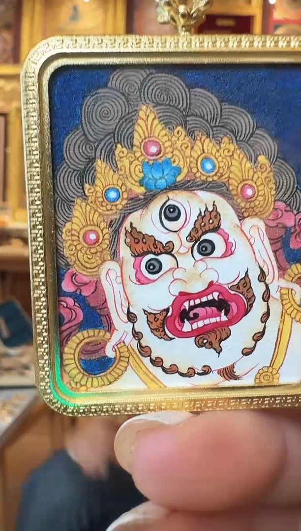 吊坠白财神--热贡纯手绘