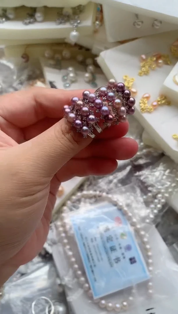 合金戒指淡水珍珠多样性发其一，非无暇