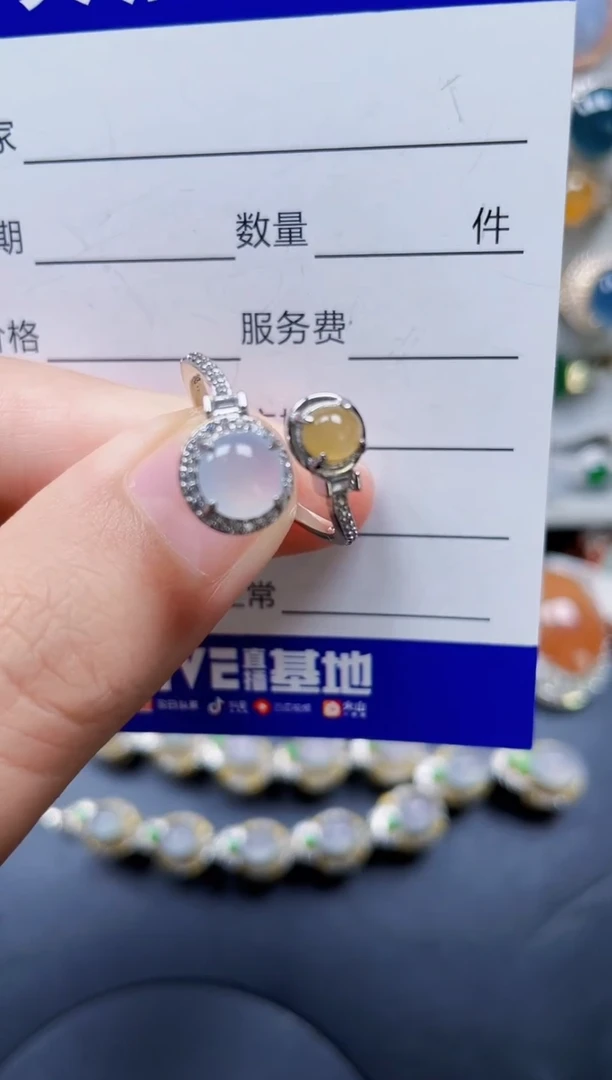 银S925镶嵌戒指翡翠445