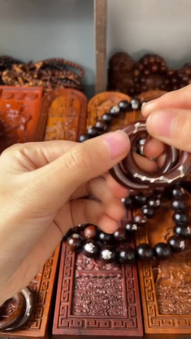 【闪购商品】木枣木玉华镶银六七星小乾坤圈