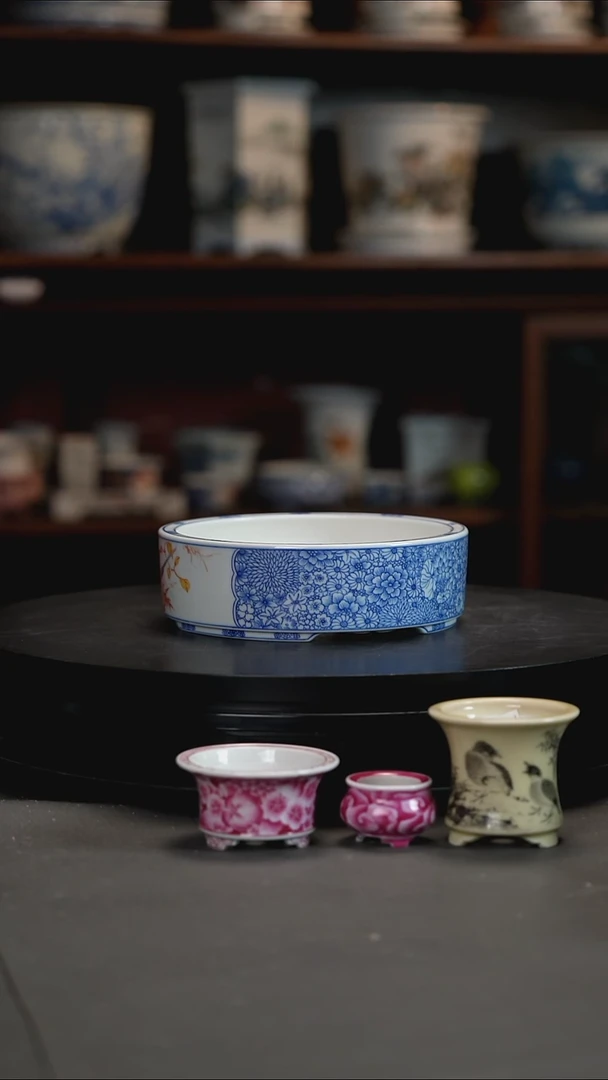 釉上手绘盆六**爪釉上手绘盆 六*爪