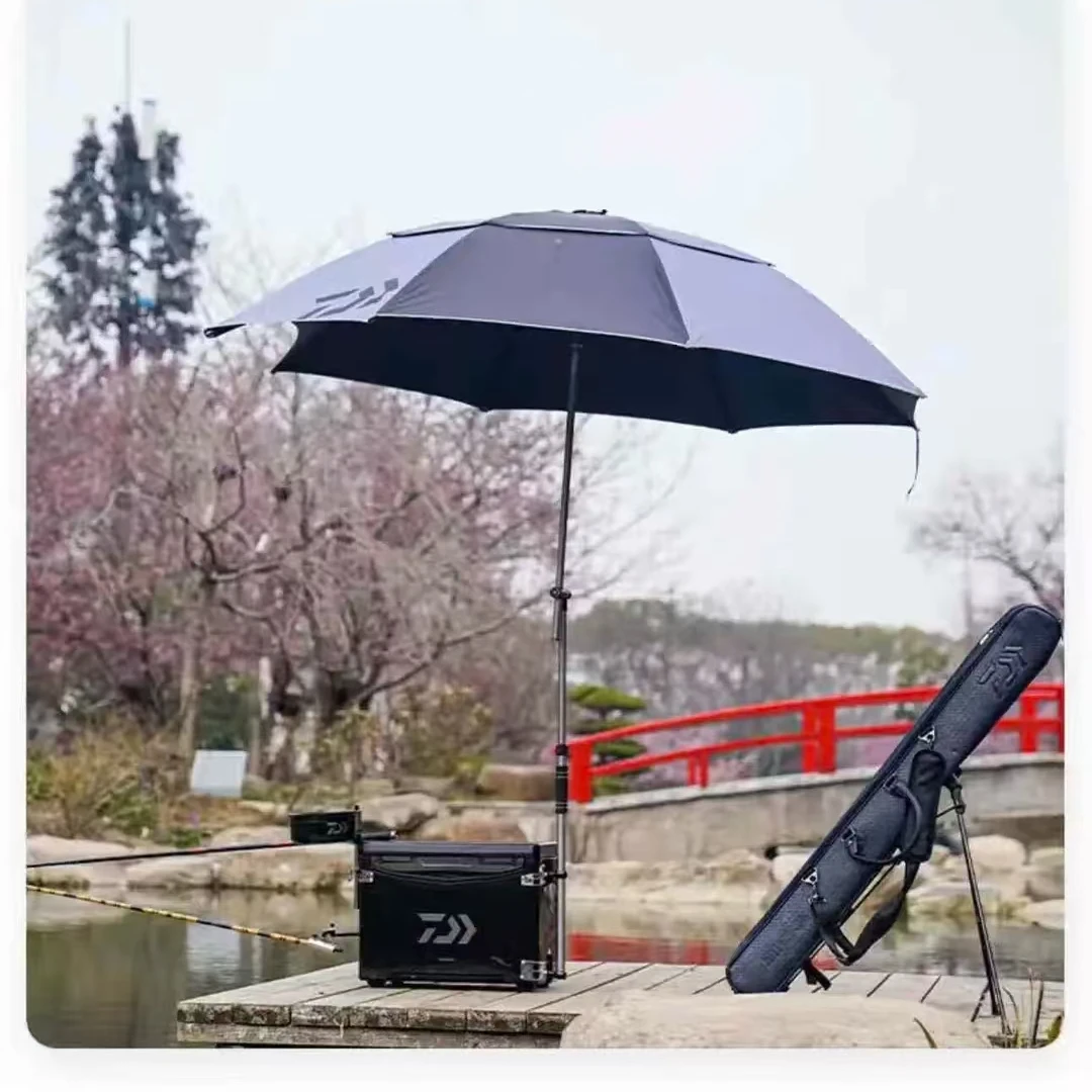 DAIWA/达亿瓦新款钓鱼伞 双层双弯隔热防晒防风防雨遮光伞便携
