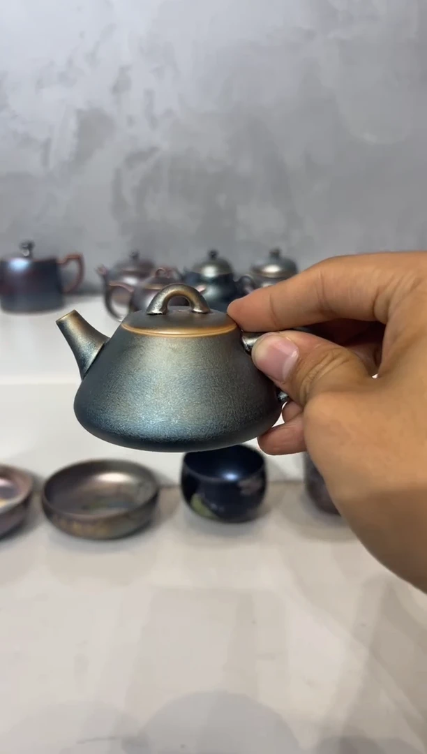 109柴房陶瓷柴烧窑宝星空蓝石瓢壶