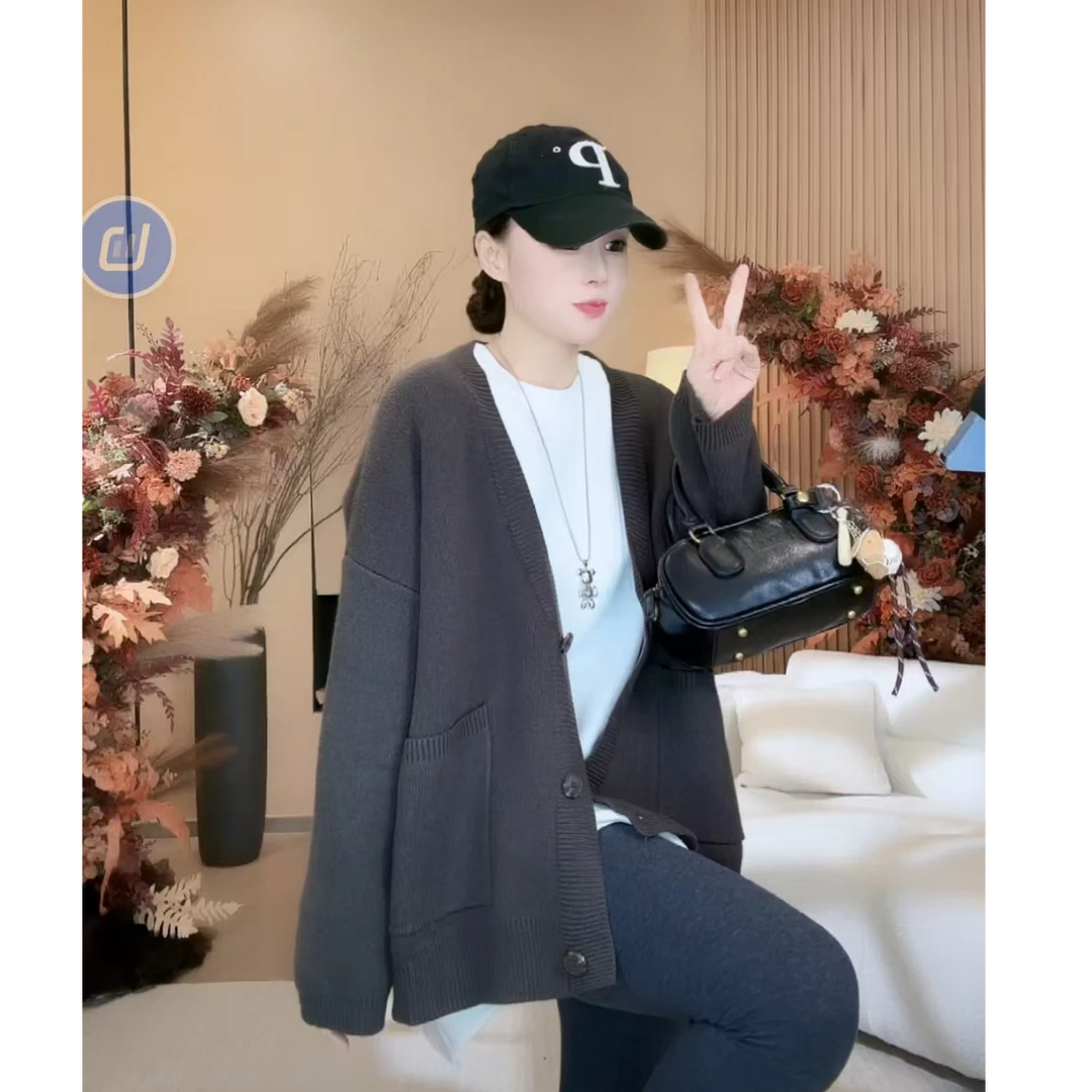 LIULIU定制【华美丽人】秋款针织慵懒风毛针织衫休闲韩版开衫