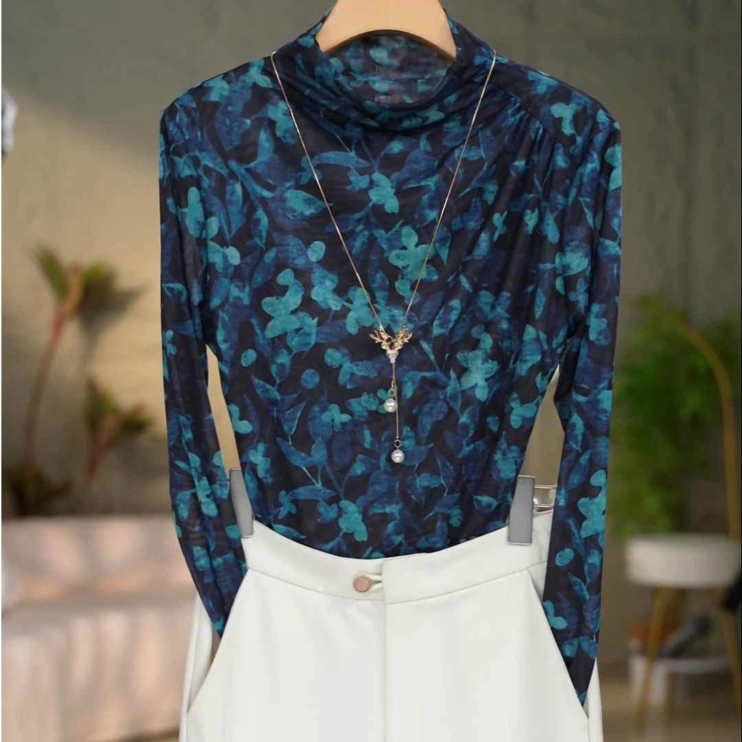 贵气轻奢 上档次小衫2025新款潮流气质时尚显瘦网纱打底衫上衣