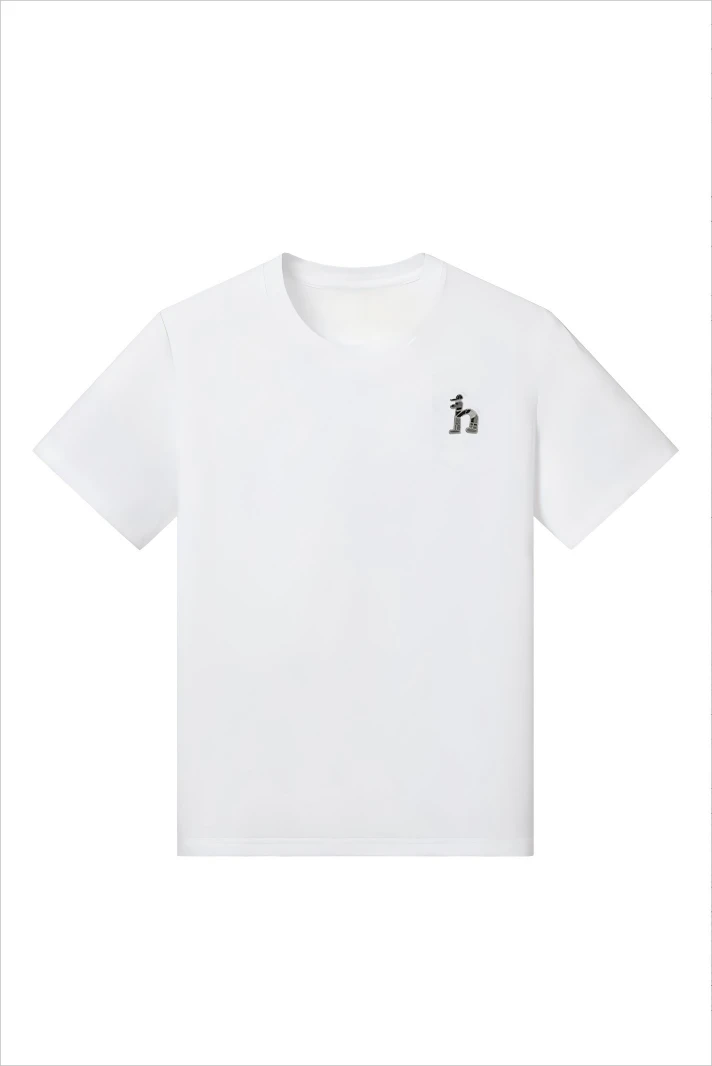 黑白两色圆领短袖刺绣   H