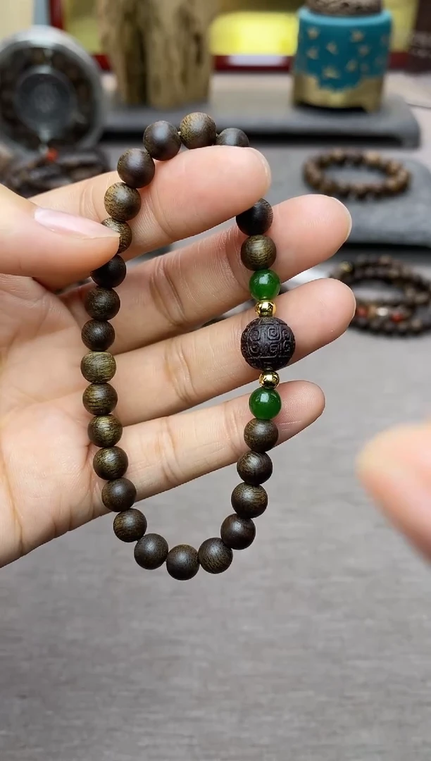 【闪购商品】沉香手串顺化紫棋06沉水+降真香1.0回纹+配饰