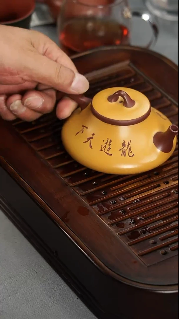 茶壶紫砂宜兴紫砂双色粉浆云瓢160毫升