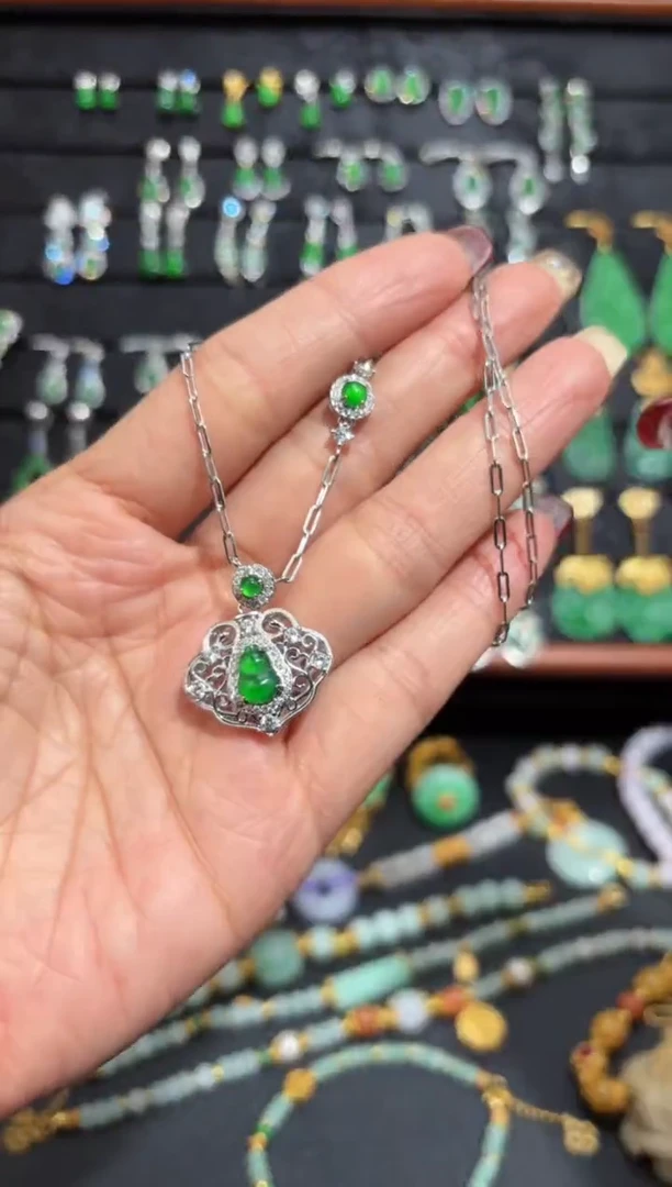 【闪购商品】翡翠颈饰银S925镶嵌蛋面/支持复检/一件