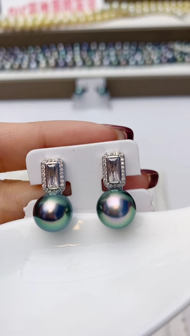 银S925镶嵌耳饰海水珍珠A167