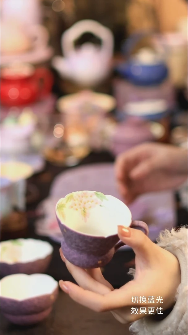 香芋紫紫藤花手把咖啡杯