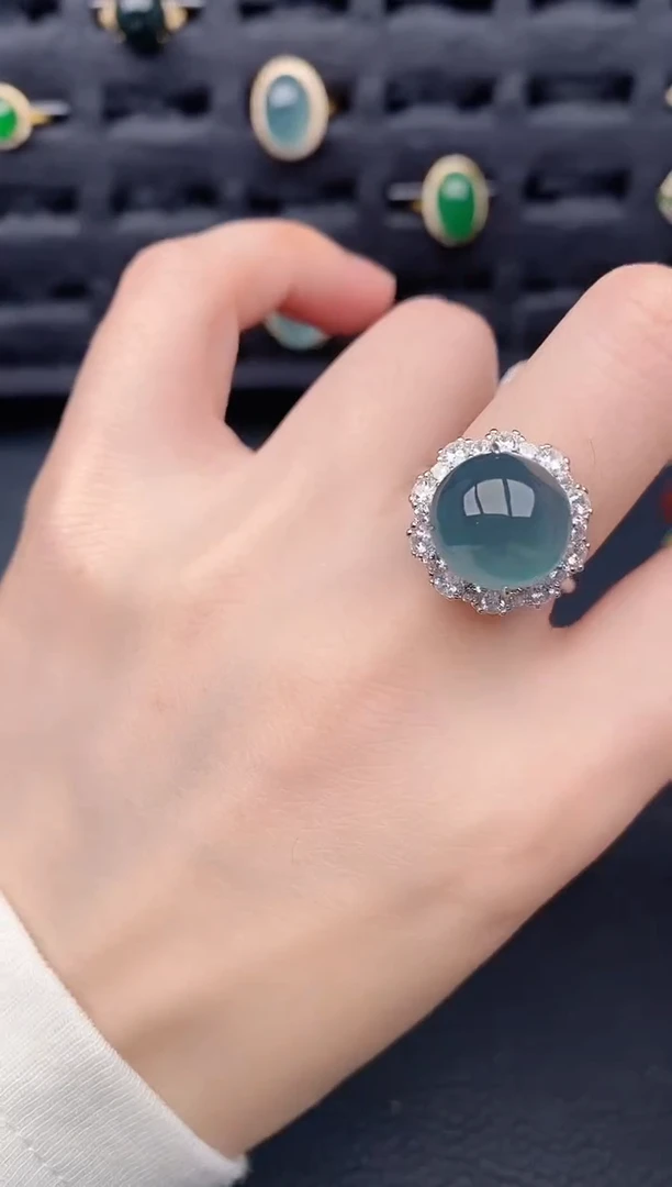 银S925镶嵌戒指翡翠天然a货翡翠146