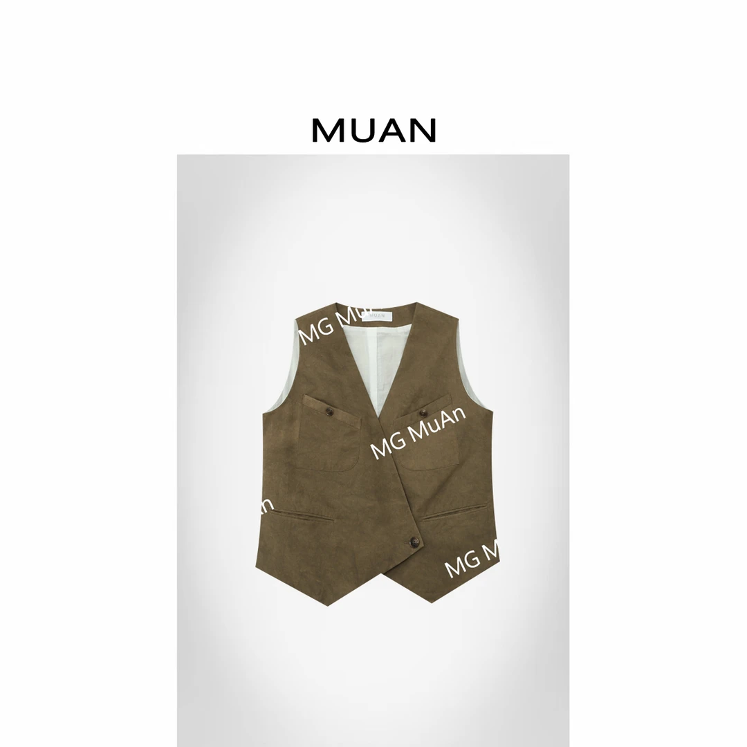 木岸MUAN：《中古工装马甲》“中古系列”定制100棉马甲上衣女DS-9165