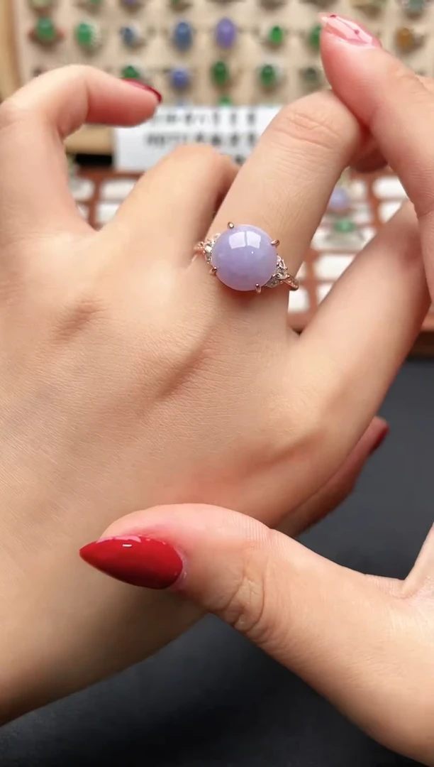 银S925镶嵌戒指翡翠一物一证一礼盒