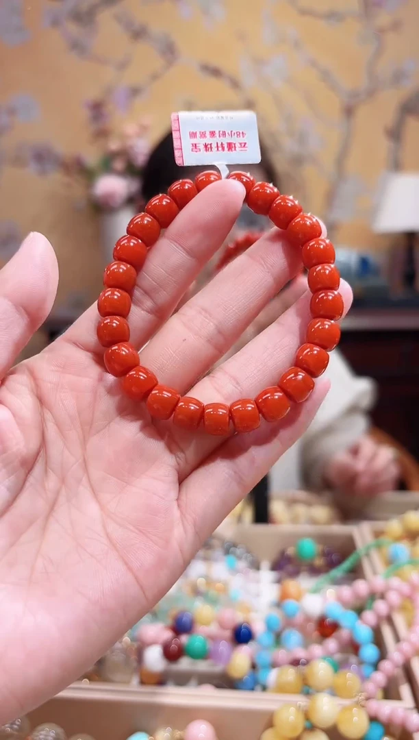 未镶嵌手串南红玛瑙8.4咪南红老型珠直切设计款