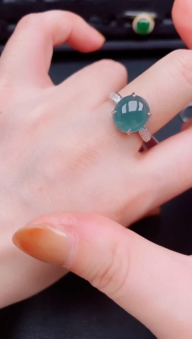 【闪购商品】翡翠戒指银S925镶嵌天然a货翡翠245