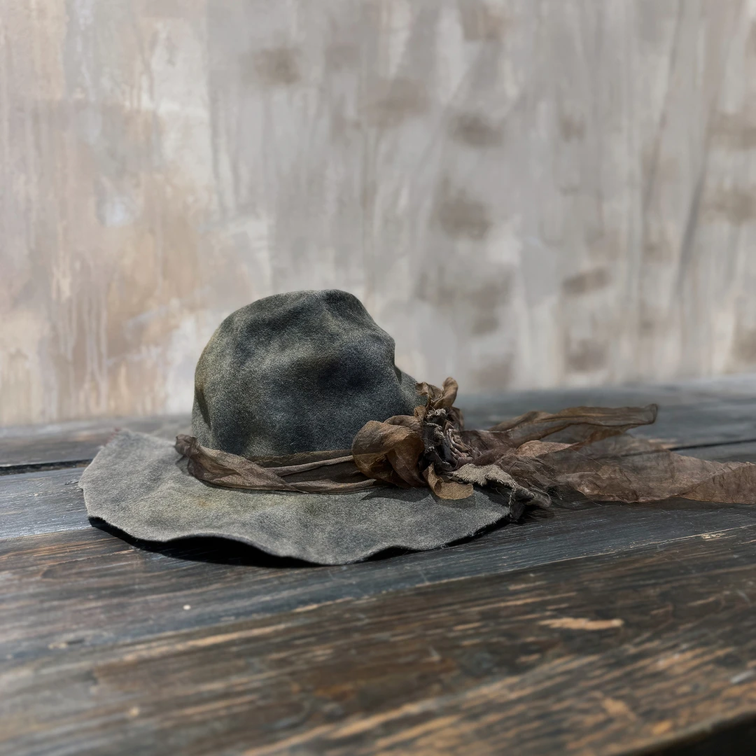 弥挲MS553704诧寂风植物染原创设计师纯手工定制复古毛毡帽