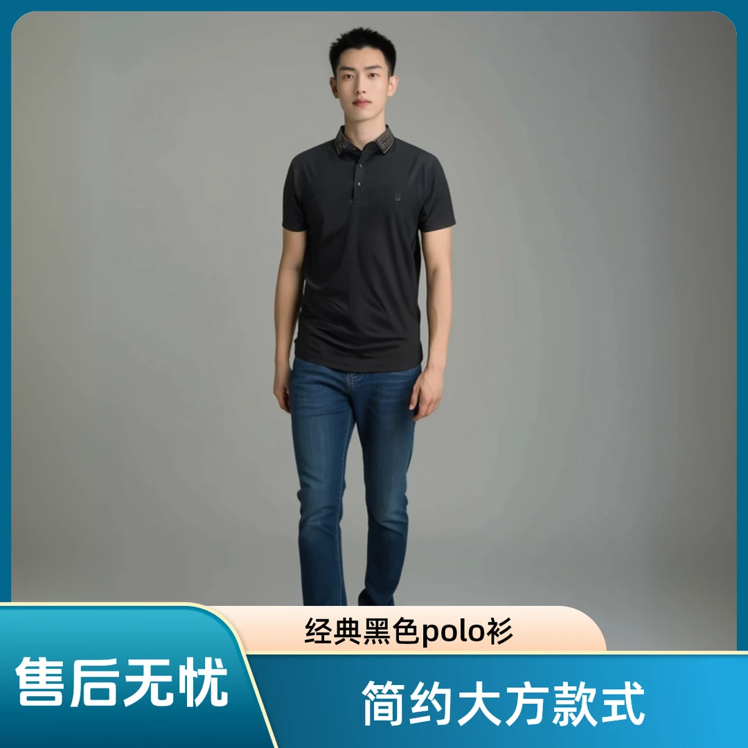 2025夏季男短袖Polo衫基础大众免烫薄款纯色高级面料桑蚕丝锦氨