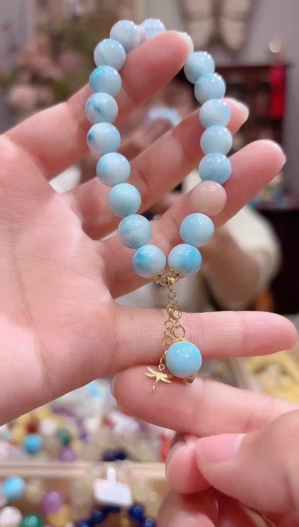 针钠钙石（海纹石）18K金镶嵌手串设计款珠串