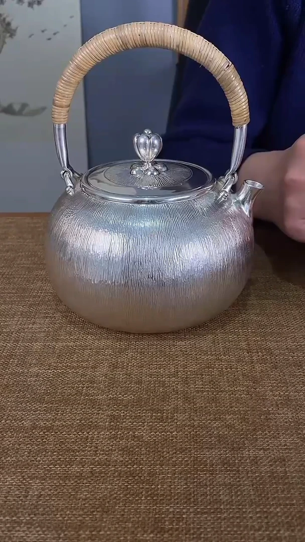 不二银工竖纹烧水壶