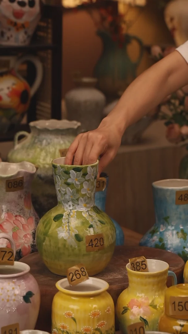 陶瓷420景德镇设计师手作花器摆件侘寂风