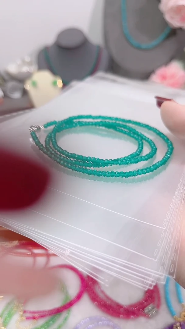 银S925镶嵌手链祖母绿三圈算盘刻99