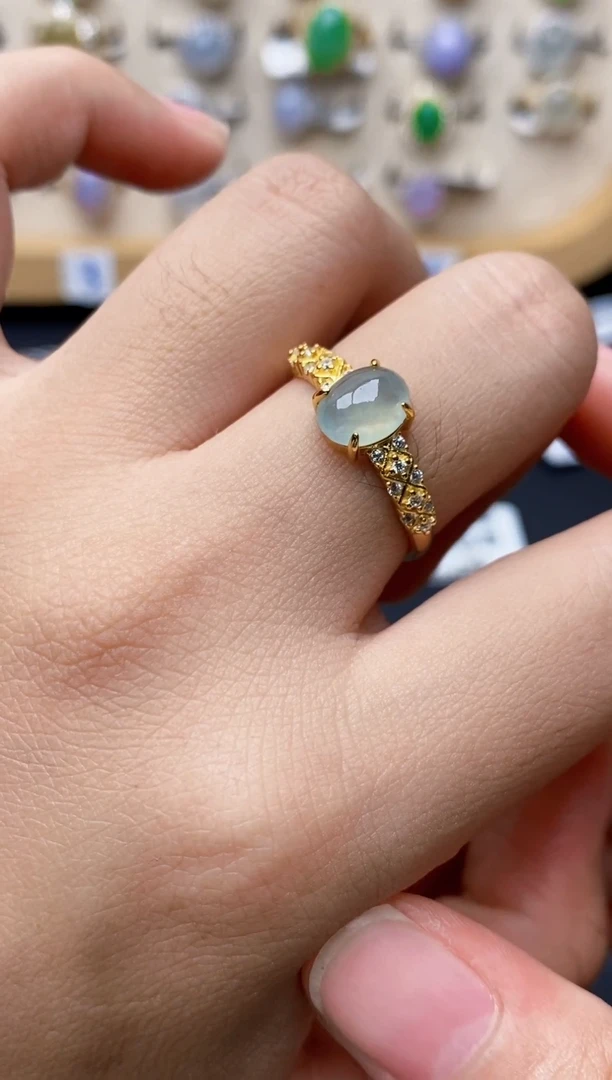 银S925镶嵌戒指翡翠9378