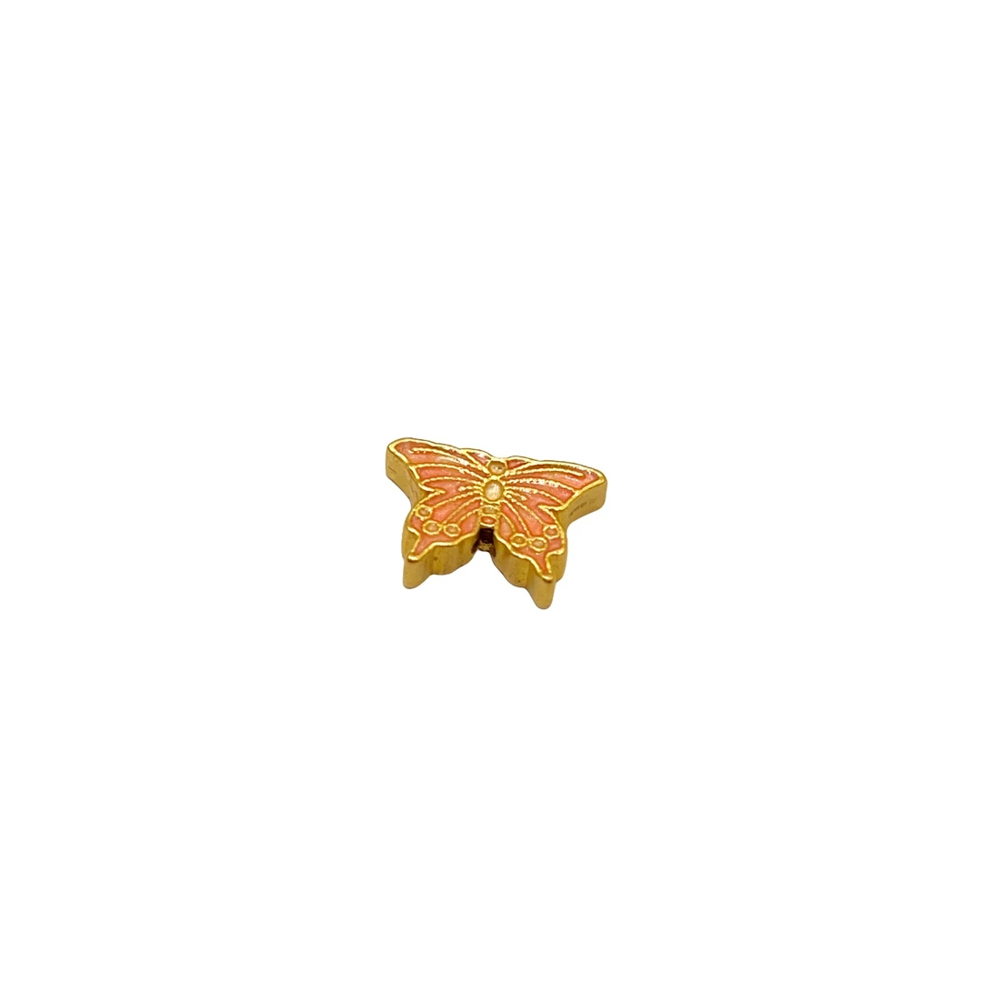 999足金纯黄金珐琅彩蝴蝶小配件