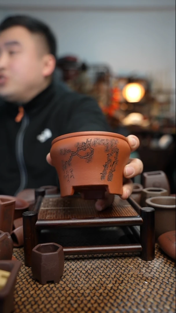 【闪购商品】紫砂花盆長木軒精品紫砂内口9*5.5