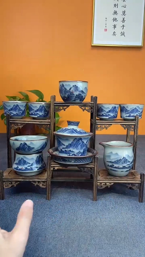 陶瓷景德镇釉下青花八件套