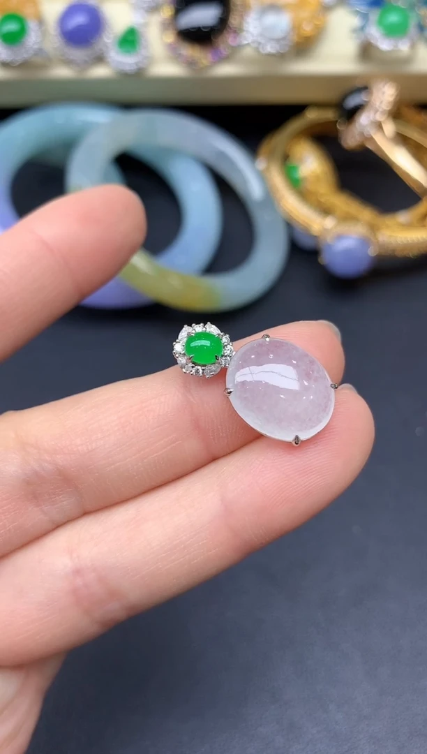 颈饰18K金镶嵌翡翠230-雪姐翡翠天天见